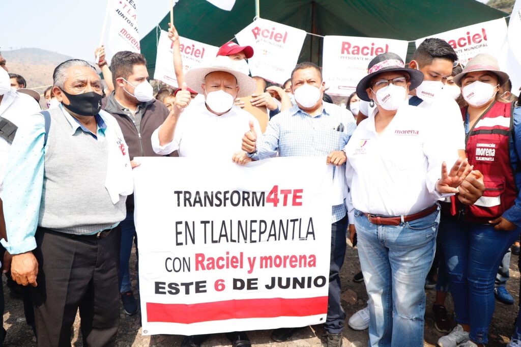 Apoyo de los habitantes de Tepeolulco a Raciel Pérez Cruz, candidato de Juntos Haremos Historia en Tlalnepantla