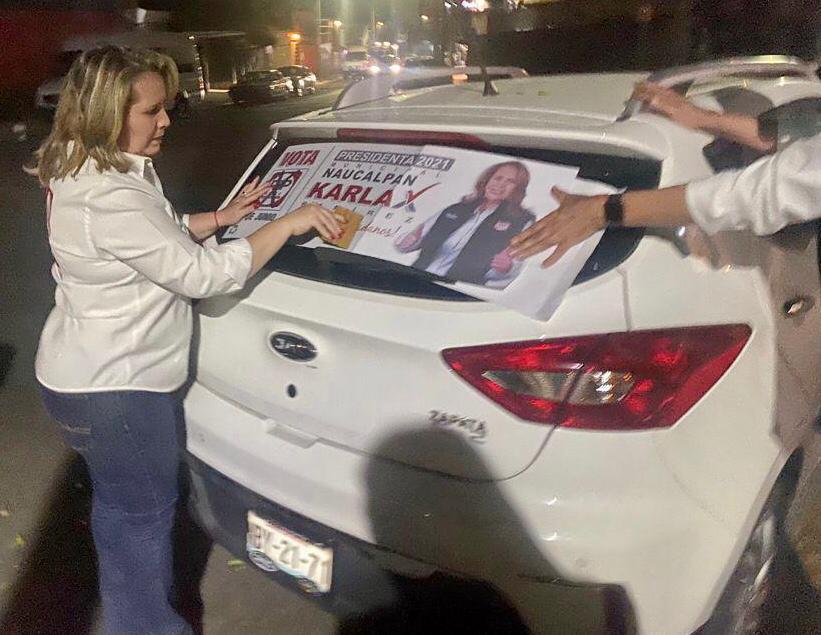 Campaña Karla en autos y por las calles de Naucalpan