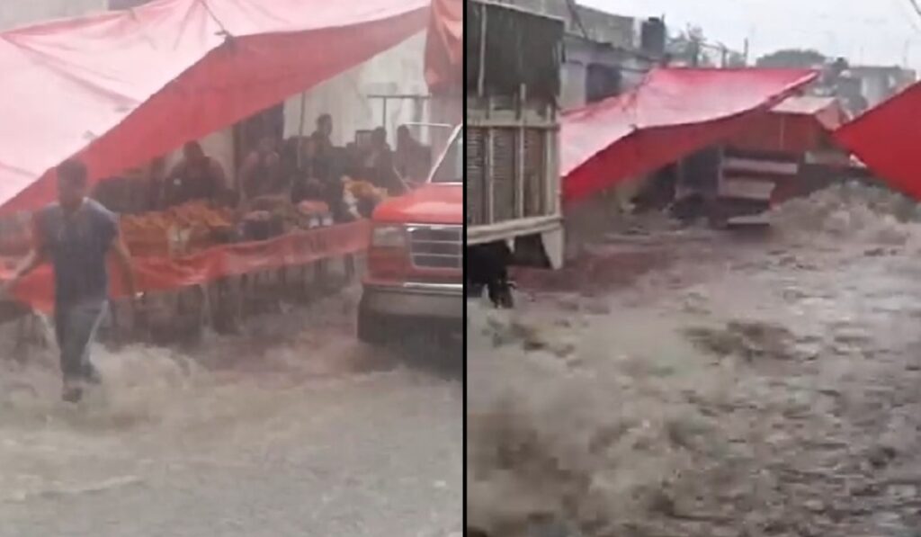 En Tlalnepantla, las lluvias se llevaron un tianguis completo