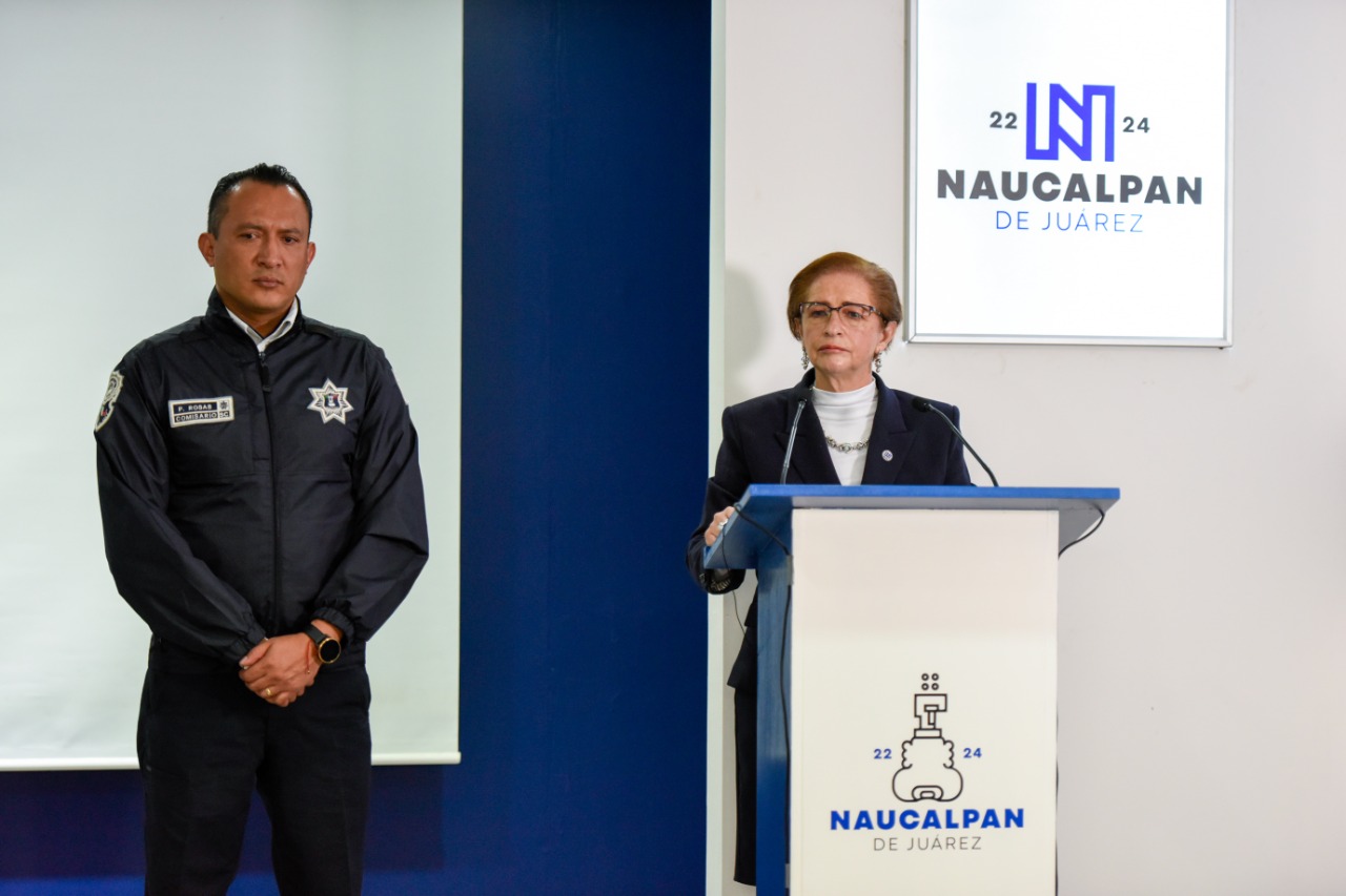 El Comisario de Seguridad, Pablo Francisco Rosas Olmos, y la alcaldesa de Naucalpan Angélica Moya Marín