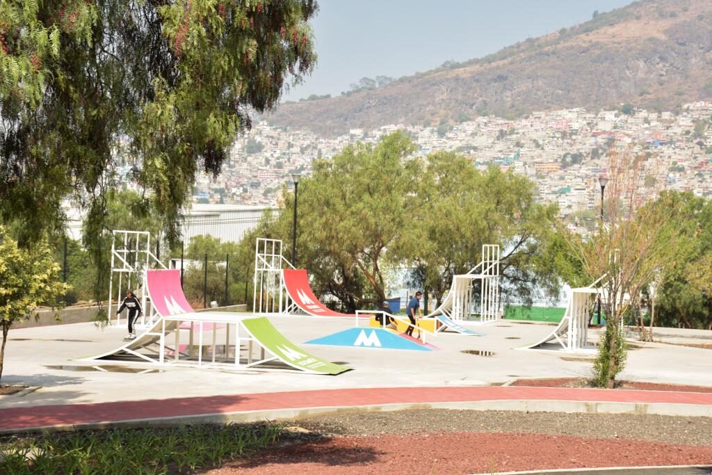 Zona de skate en el Parque de la Ciencia, en Tlalnepantla, a donde pueden acudir de otros municipios y de la CDMX