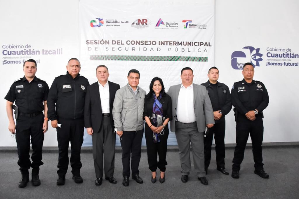 Directores de Seguridad Pública y los alcaldes Marco Antonio Rodríguez Hurtado, Karla Fiesco, Pedro Rodríguez y Armando Navarrete
