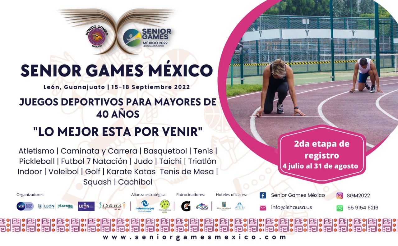 Seniors Games del 16 al 18 de septiembre, León, Guanajuato