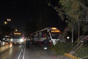 Mexibús chocó contra árbol en la avenida José López