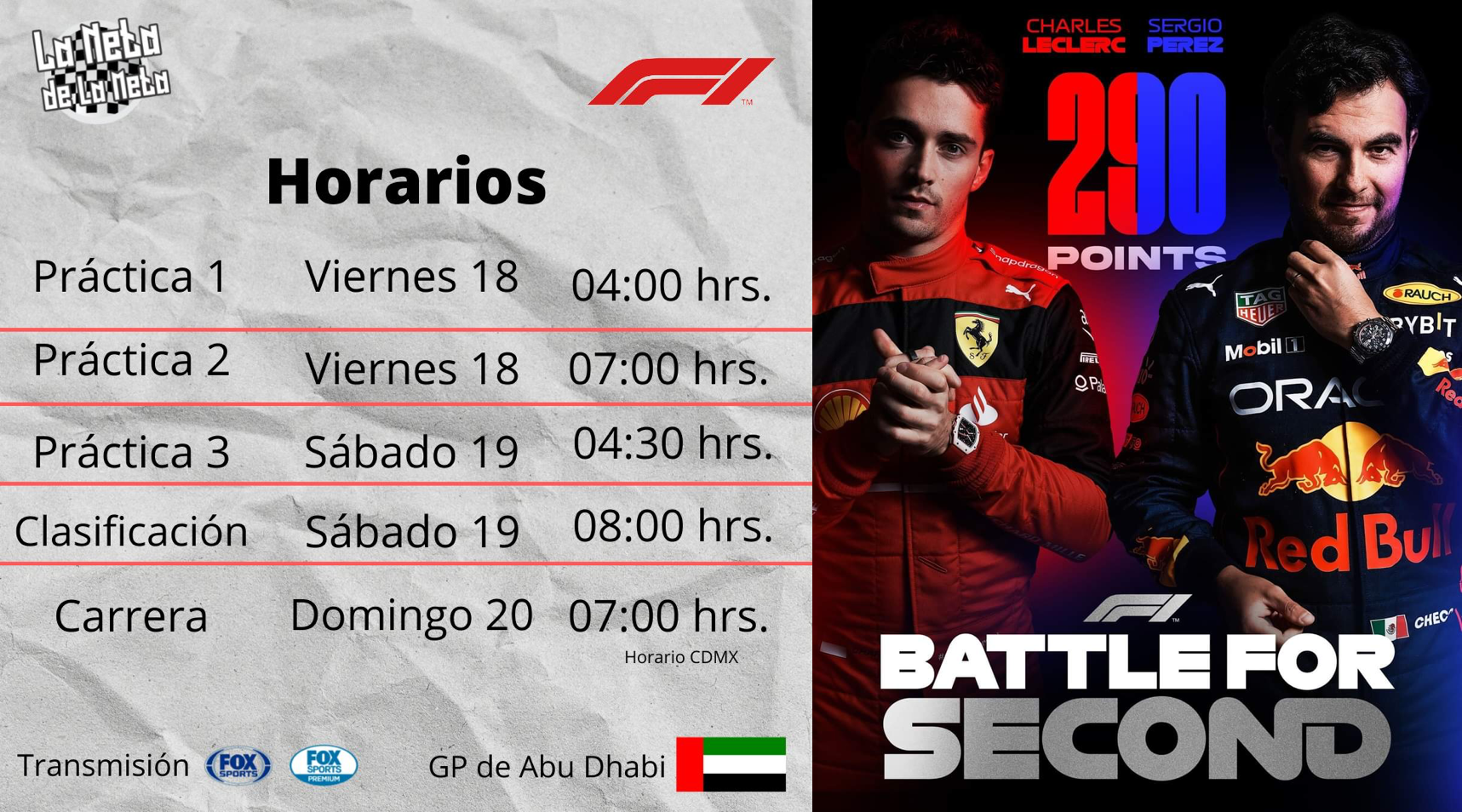Duelo entre Checo Pérez y Leclerc en Abu Dhabi