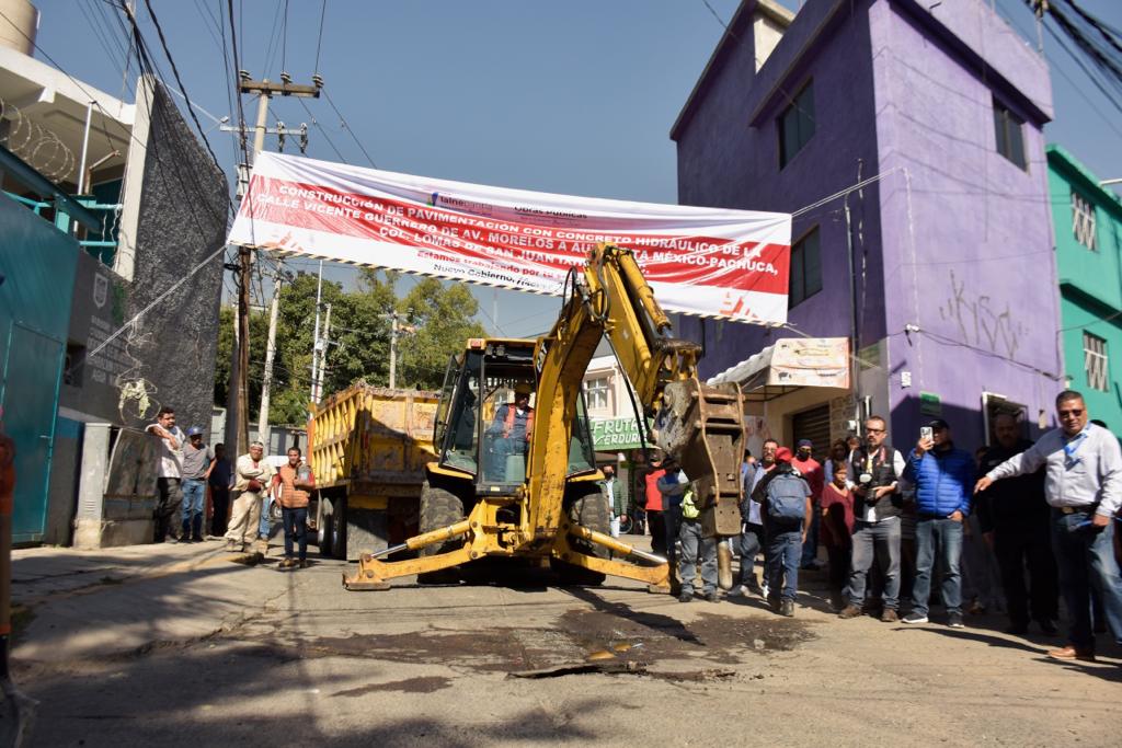 Repavimentan cuatro calles con concreto hidráulico en Zona Oriente de Tlalnepantla