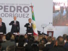 El presidente del Poder Judicial, Ricardo Sodi, el gobernador Alfredo Del Mazo y el alcalde de Atizapán de Zaragoza, Pedro Rodríguez, en su primer informe