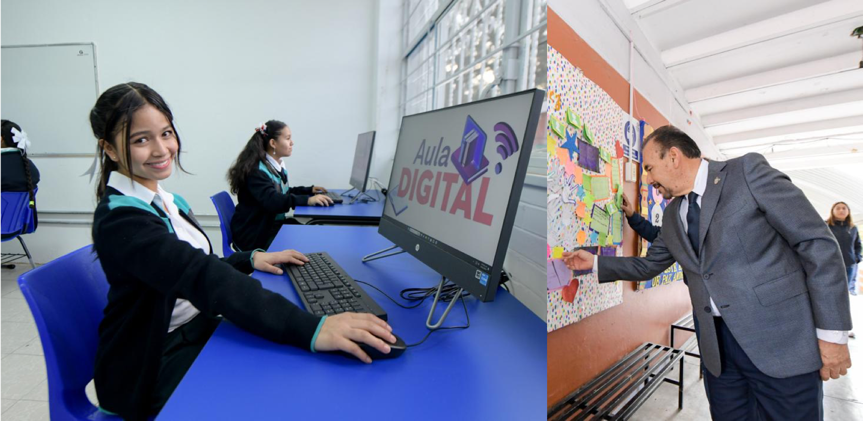 Felicidad de estudiantes por sus aulas digitales en Atizapán de Zaragoza