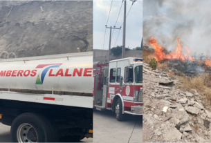 Bomberos de Tlalnepantla y Probosque contra incendios en pastizales