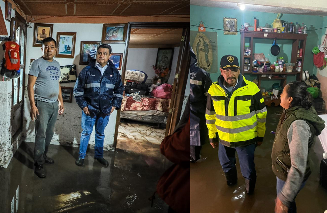 Los alcaldes de Tlalnepantla, Tony Rodríguez y Atizapán de Zaragoza, Pedro Rodríguez Villegas visitan zonas dañadas