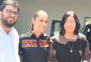 El presidente de Naucalpan, Isaac Montoya Márquez y la presidenta Claudia Sheinbaum