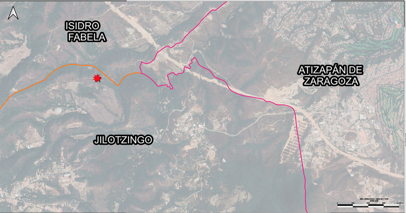 Lugar donde encuentran cuerpos en Jilotzingo