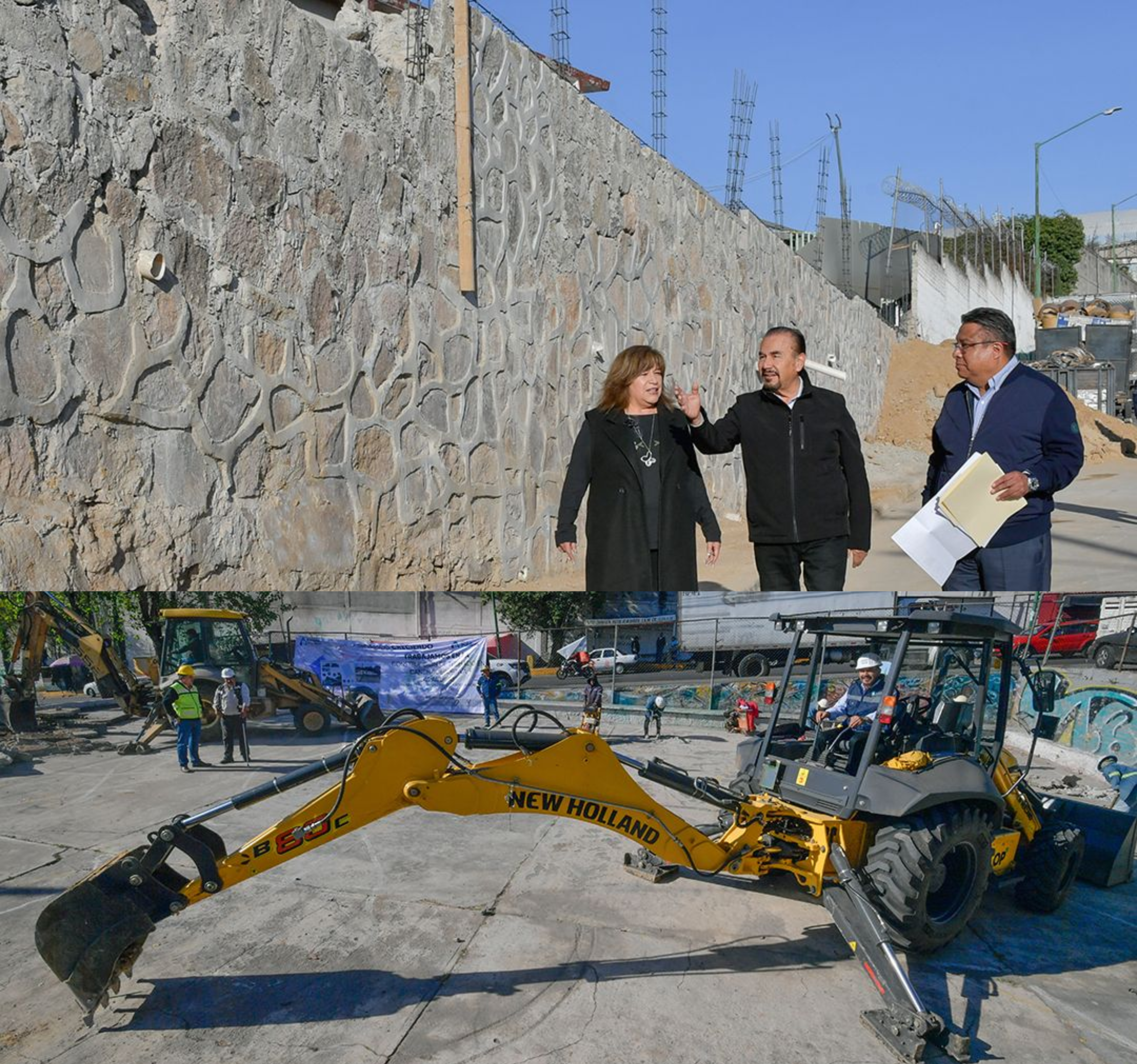 En beneficio de jóvenes, el alcalde de Atizapán de Zaragoza supervisa construcción de muro y techo en cancha deportiva