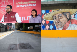 El alcalde Isaac Montoya de Naucalpan inauguró la repavimentación, con concreto hidráulico de lateral del Periférico