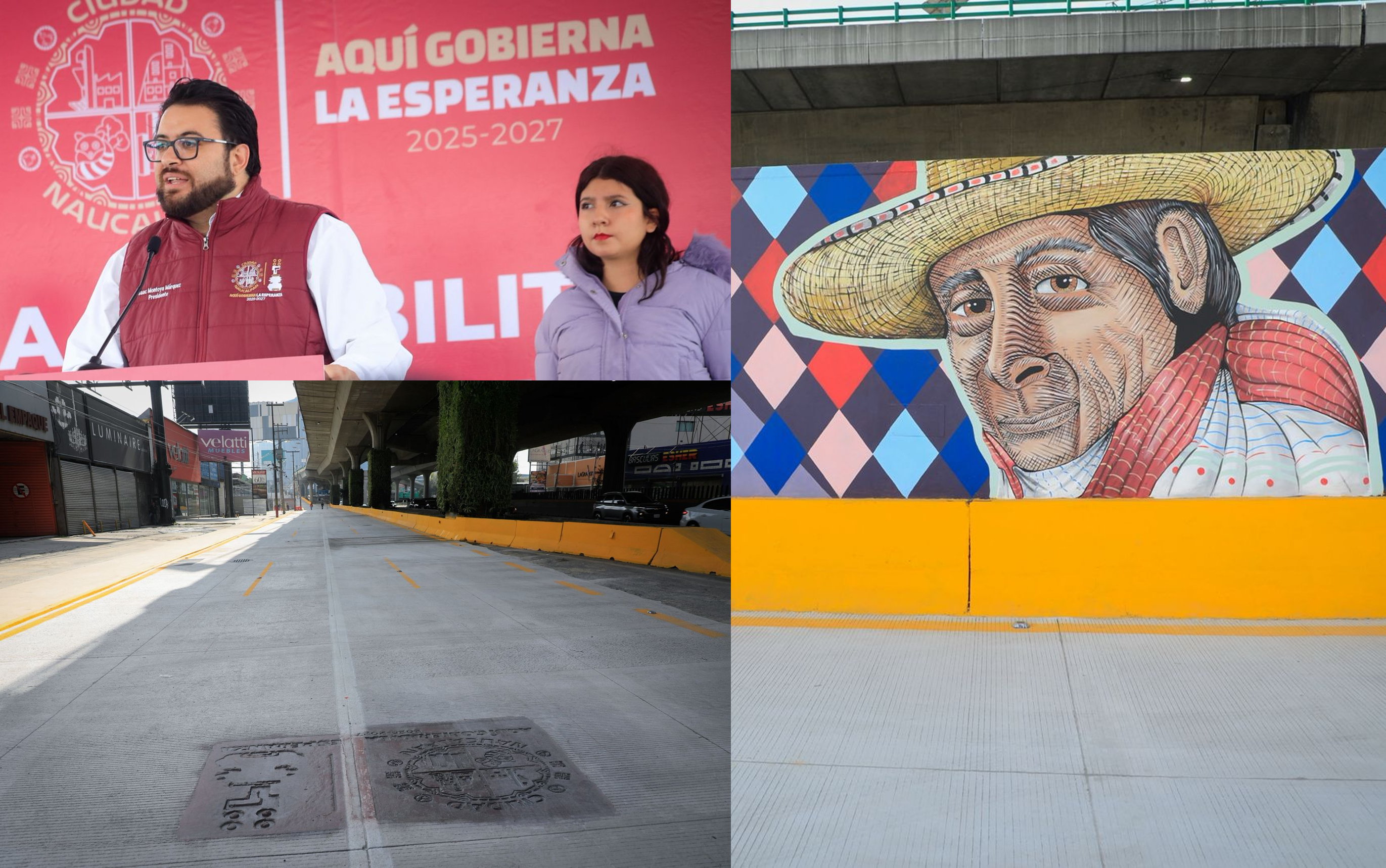 El alcalde Isaac Montoya de Naucalpan inauguró la repavimentación, con concreto hidráulico de lateral del Periférico