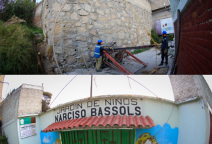 Gobierno de Naucalpan refuerza muro de Secundaria para proteger integridad de niños
