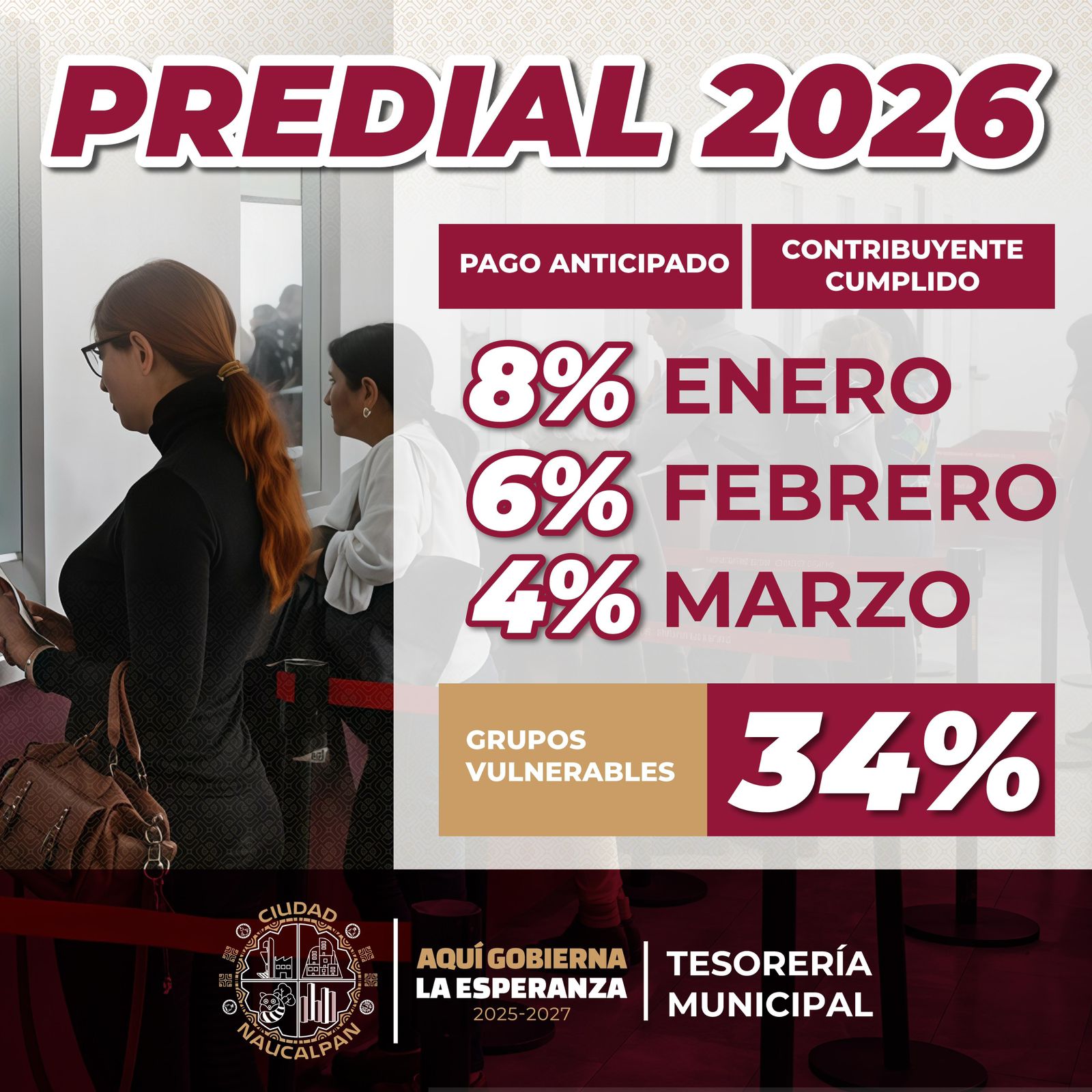 Bonificaciones por pago anticipado de predial y agua en Naucalpan