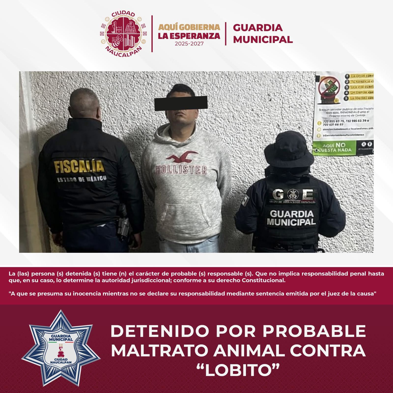 Sujeto detenido por maltrato animal en Naucalpan