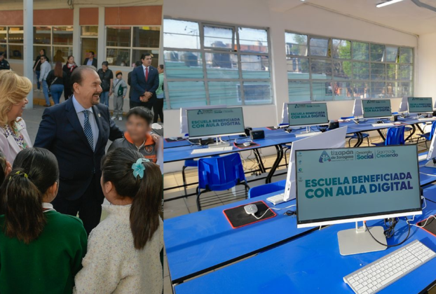 Entregan aula digital Pedro Rodríguez y Paty Arévalo, gobierno de Atizapán de Zaragoza