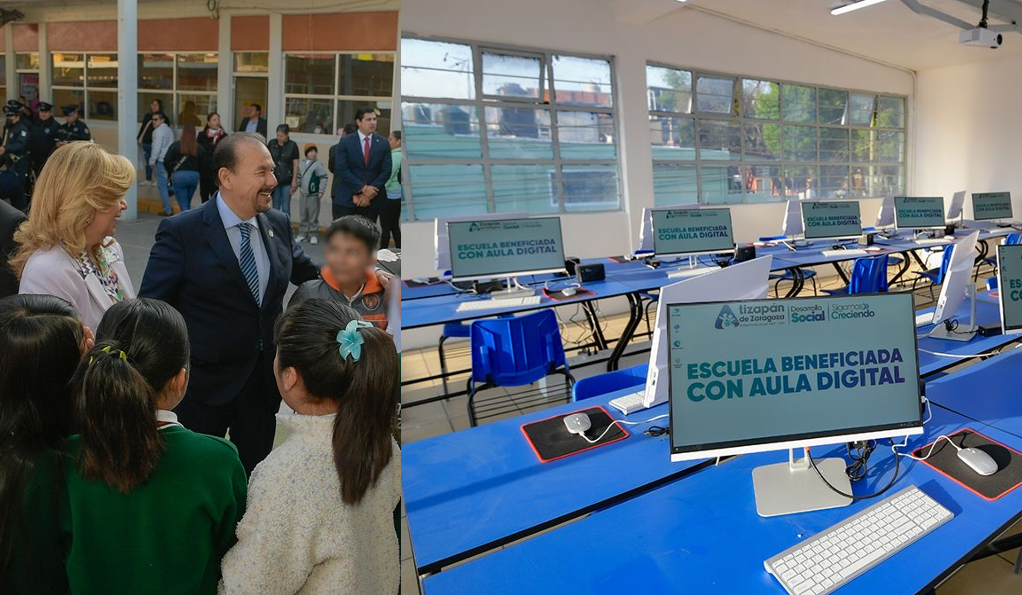 Entregan aula digital Pedro Rodríguez y Paty Arévalo, gobierno de Atizapán de Zaragoza