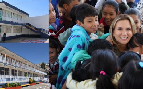 Niños agradecen la renovación de su escuela a la alcaldesa de Huixquilucan, Romina Contreras Carrasco