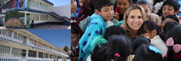 Niños agradecen la renovación de su escuela a la alcaldesa de Huixquilucan, Romina Contreras Carrasco