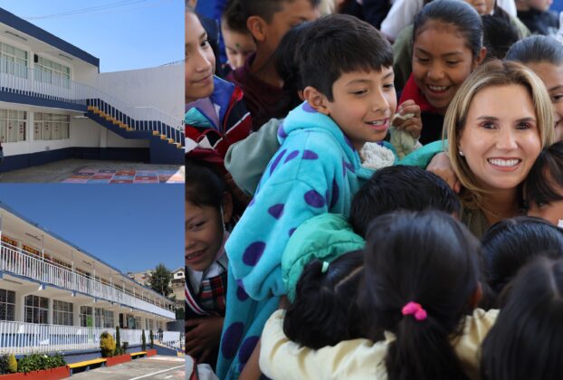 Niños agradecen la renovación de su escuela a la alcaldesa de Huixquilucan, Romina Contreras Carrasco