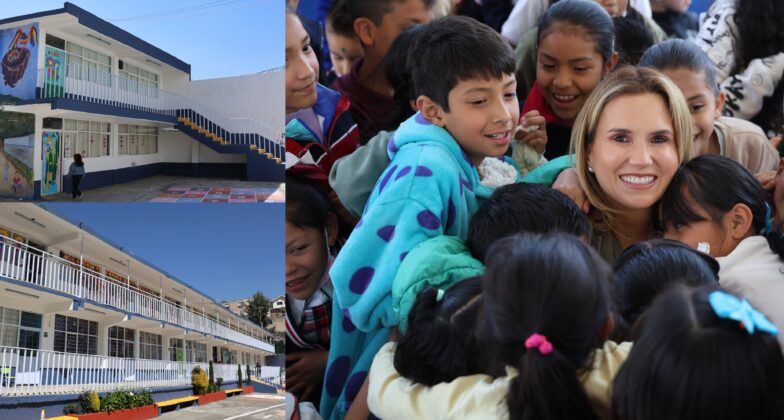 Niños agradecen la renovación de su escuela a la alcaldesa de Huixquilucan, Romina Contreras Carrasco