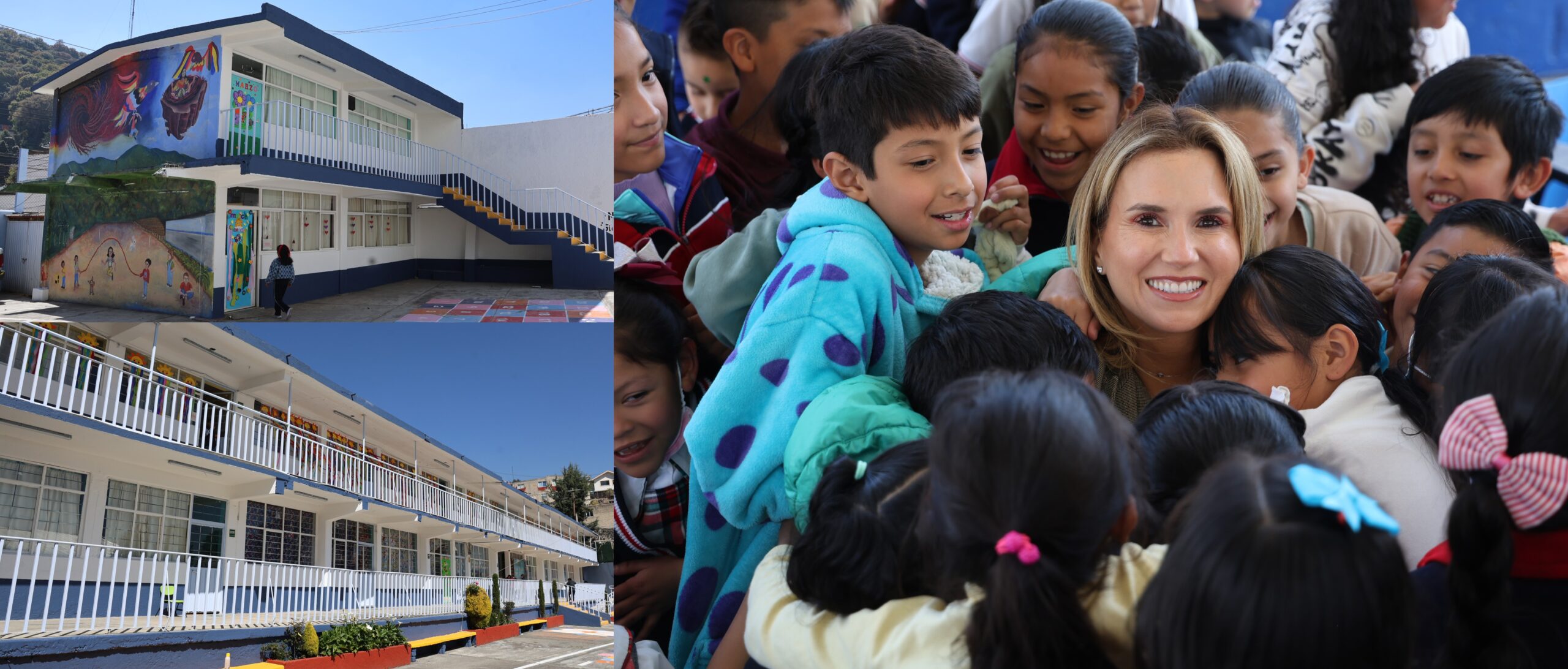 Niños agradecen la renovación de su escuela a la alcaldesa de Huixquilucan, Romina Contreras Carrasco