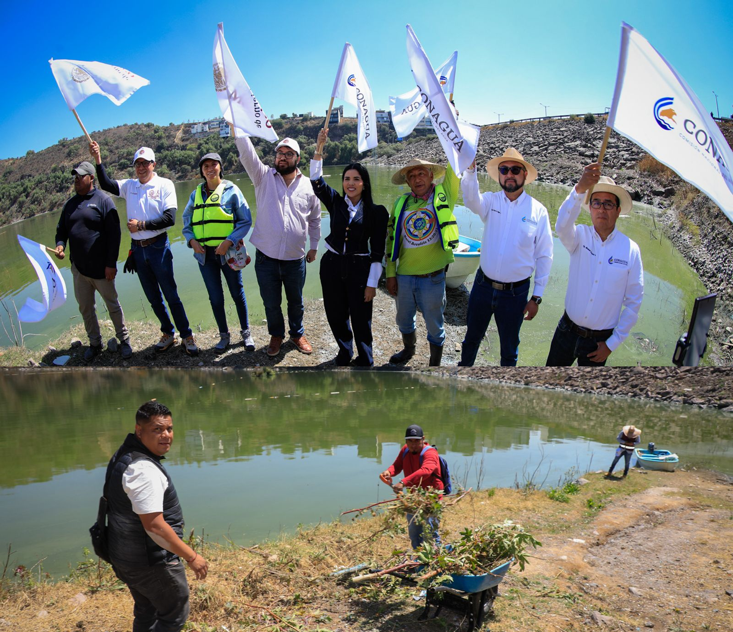 El presidente de Naucalpan Isaac Montoya encabezó limpieza en la presa Madín