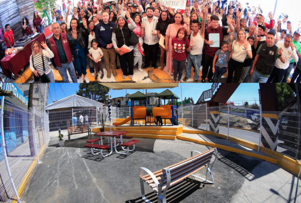 Intervienen parque de juegos calles con bacheo y alumbrado en la colonia San Esteban