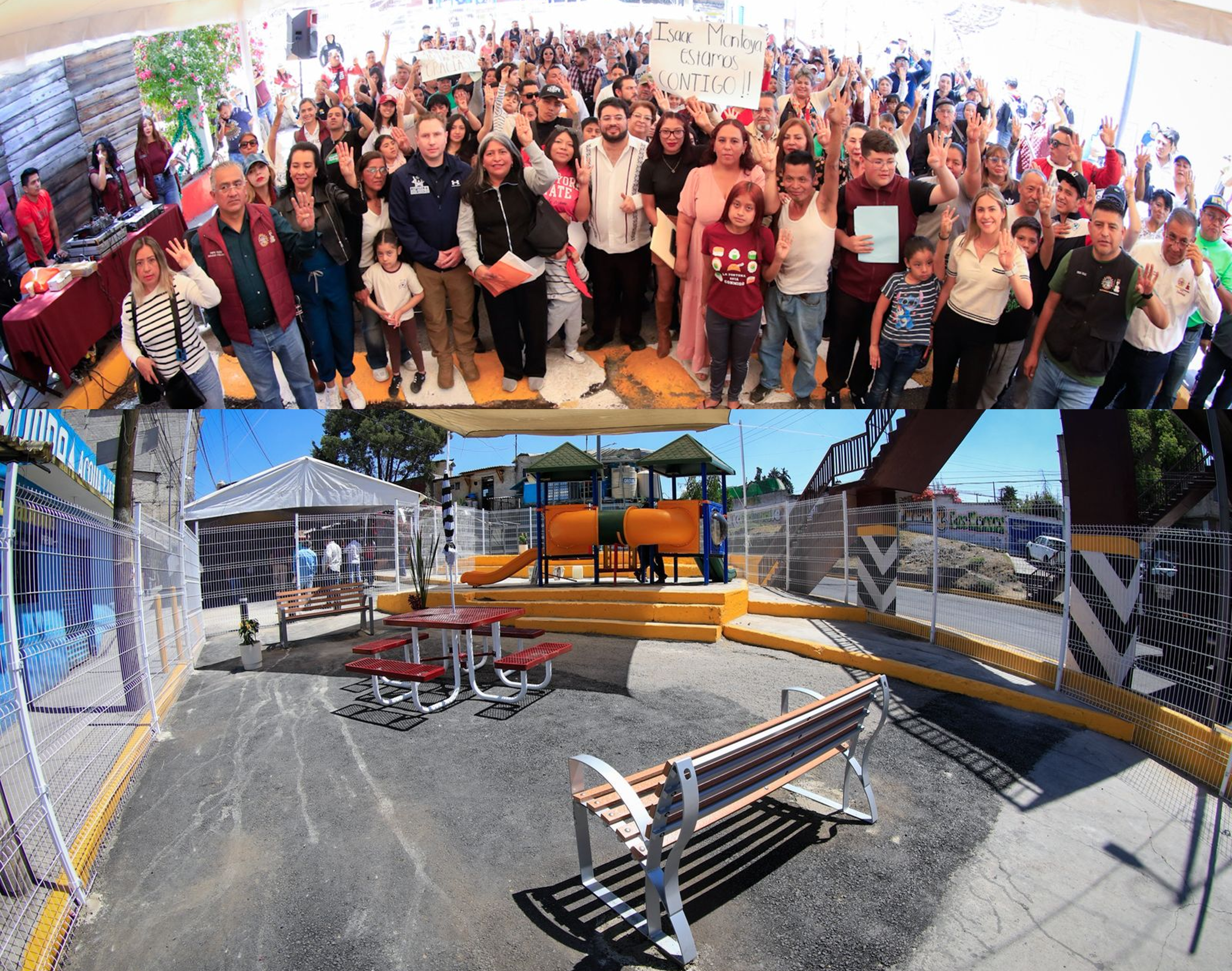 Intervienen parque de juegos calles con bacheo y alumbrado en la colonia San Esteban