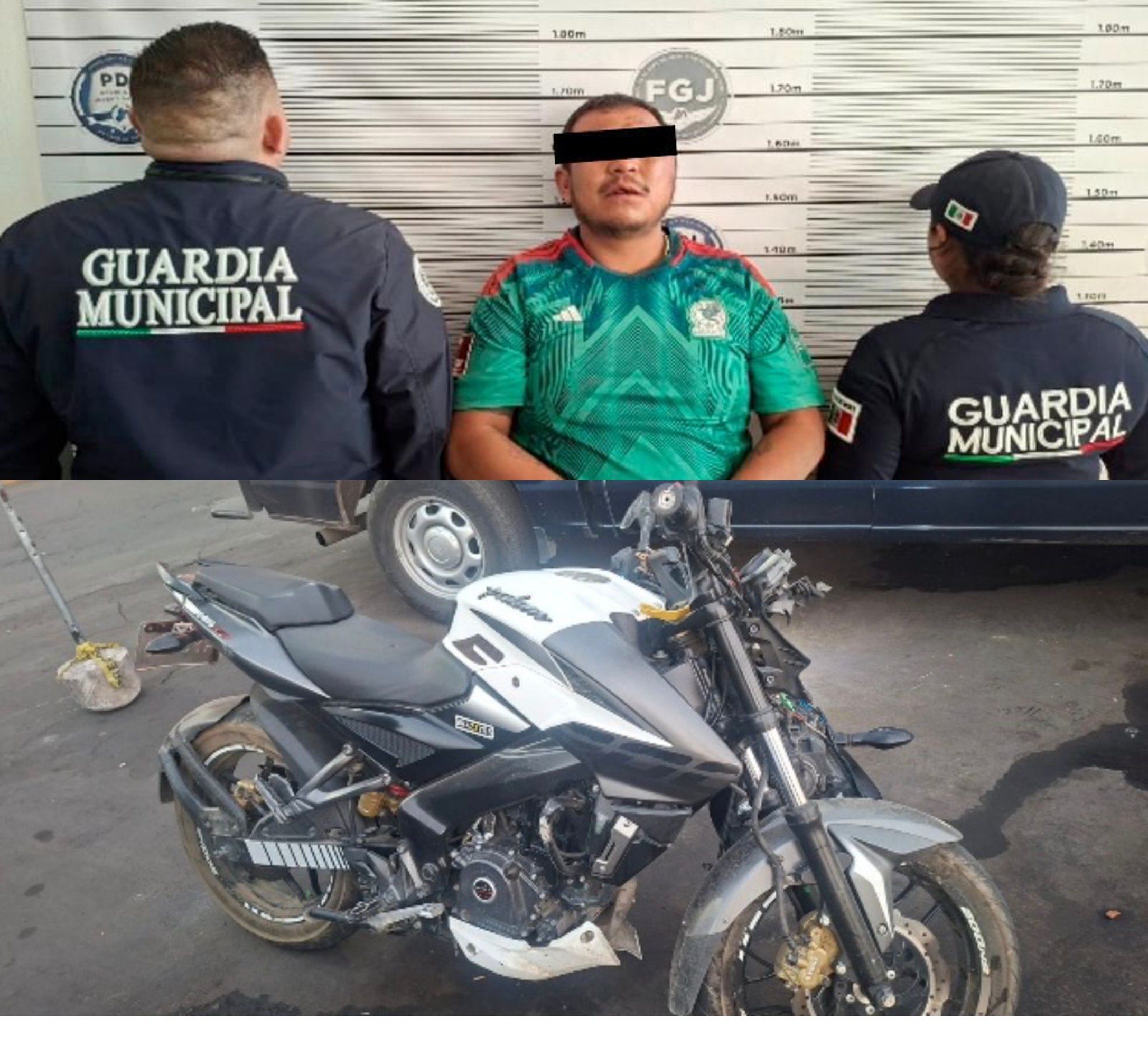 Dos detenidos con motocicleta robada por Guardia Municipal de Naucalpan