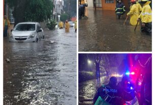 En zona industrial, Arcos centro de Tlalnepantla registran encharcamientos que atienden policía, OPDM y Servicios Públicos