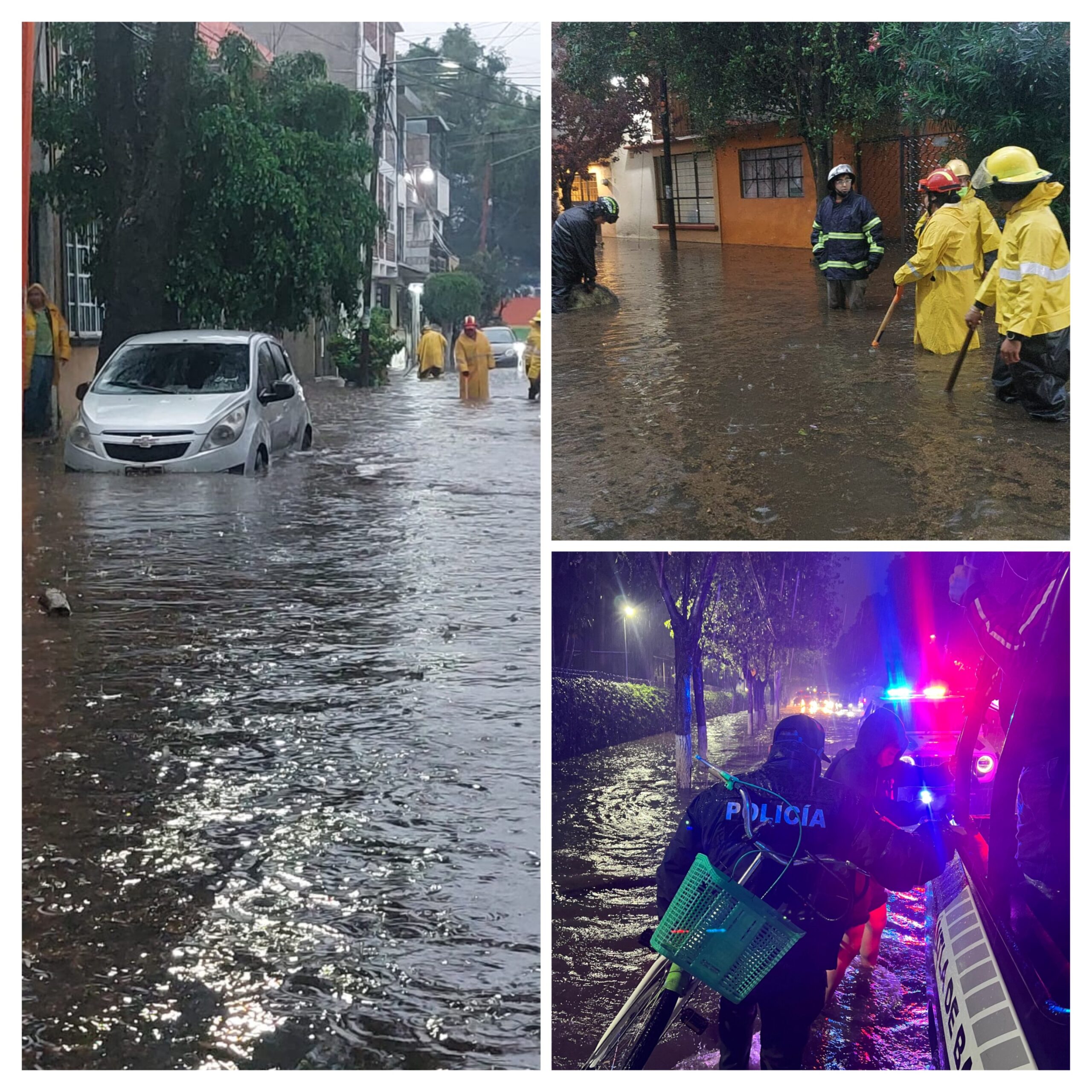 En zona industrial, Arcos centro de Tlalnepantla registran encharcamientos que atienden policía, OPDM y Servicios Públicos