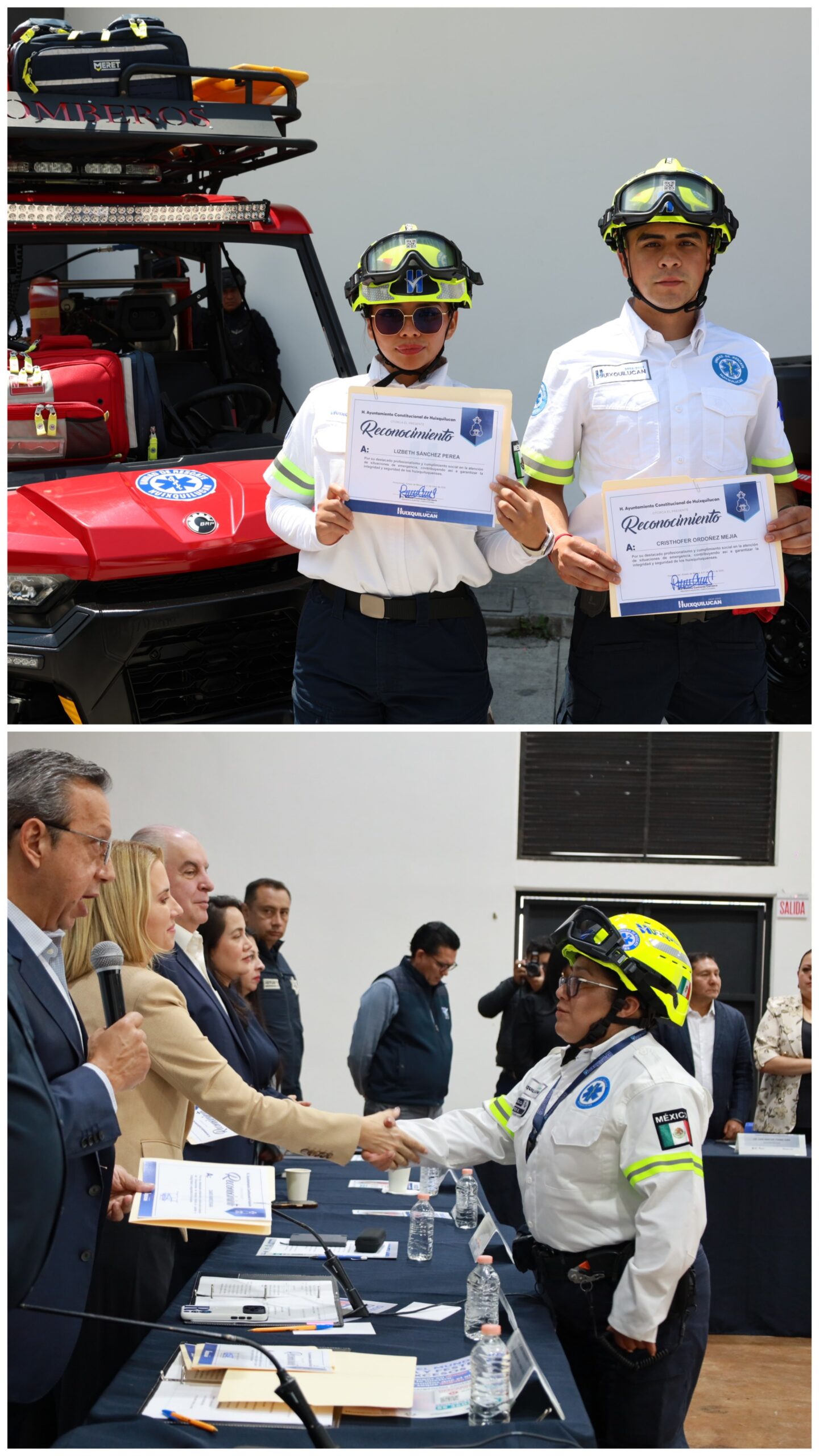 Durante la celebración del Noveno Consejo Municipal de Seguridad Pública, el Gobierno de Huixquilucan reconoció a integrantes de la Unidad de Rescate por su compromiso y valentía, y quienes