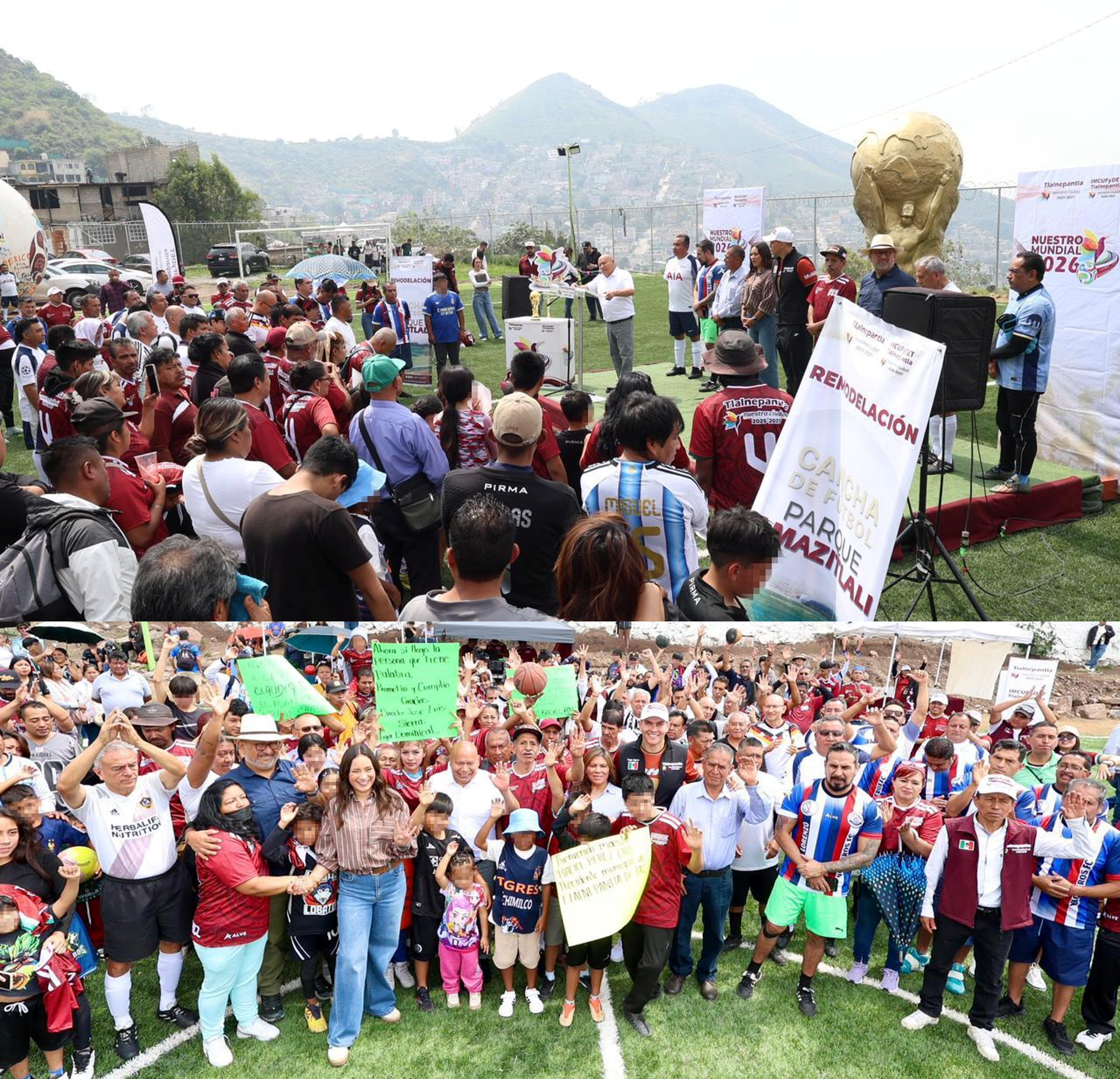 Remodelan cancha de futbol y el alcalde se compromete a rehabilitar todos los deportivos de Tlalnepantla