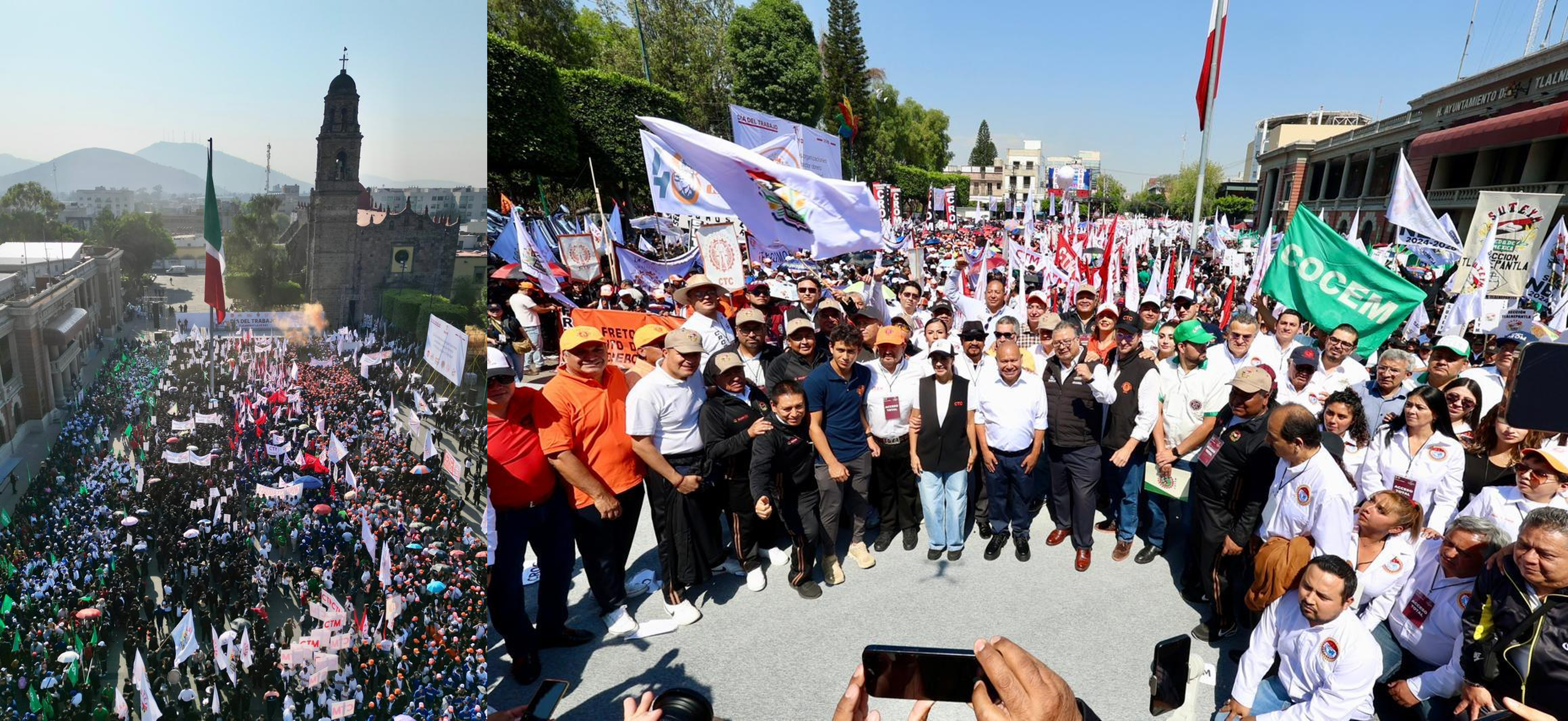 Líderes obreros con el alcalde de Tlalnepantla, Raciel Pérez Cruz