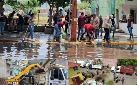 Labores de desfogue, limpieza, desazolve, entre otras realizan trabajadores de Tlalnepantla en zonas dañadas por lluvias