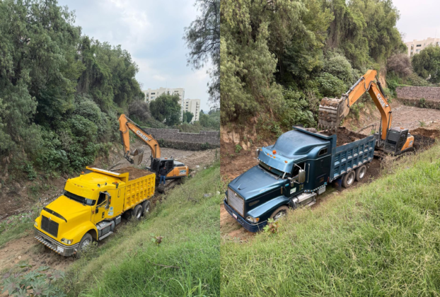 Retiran azolve de una presa de La Cañada, Atizapán de Zaragoza