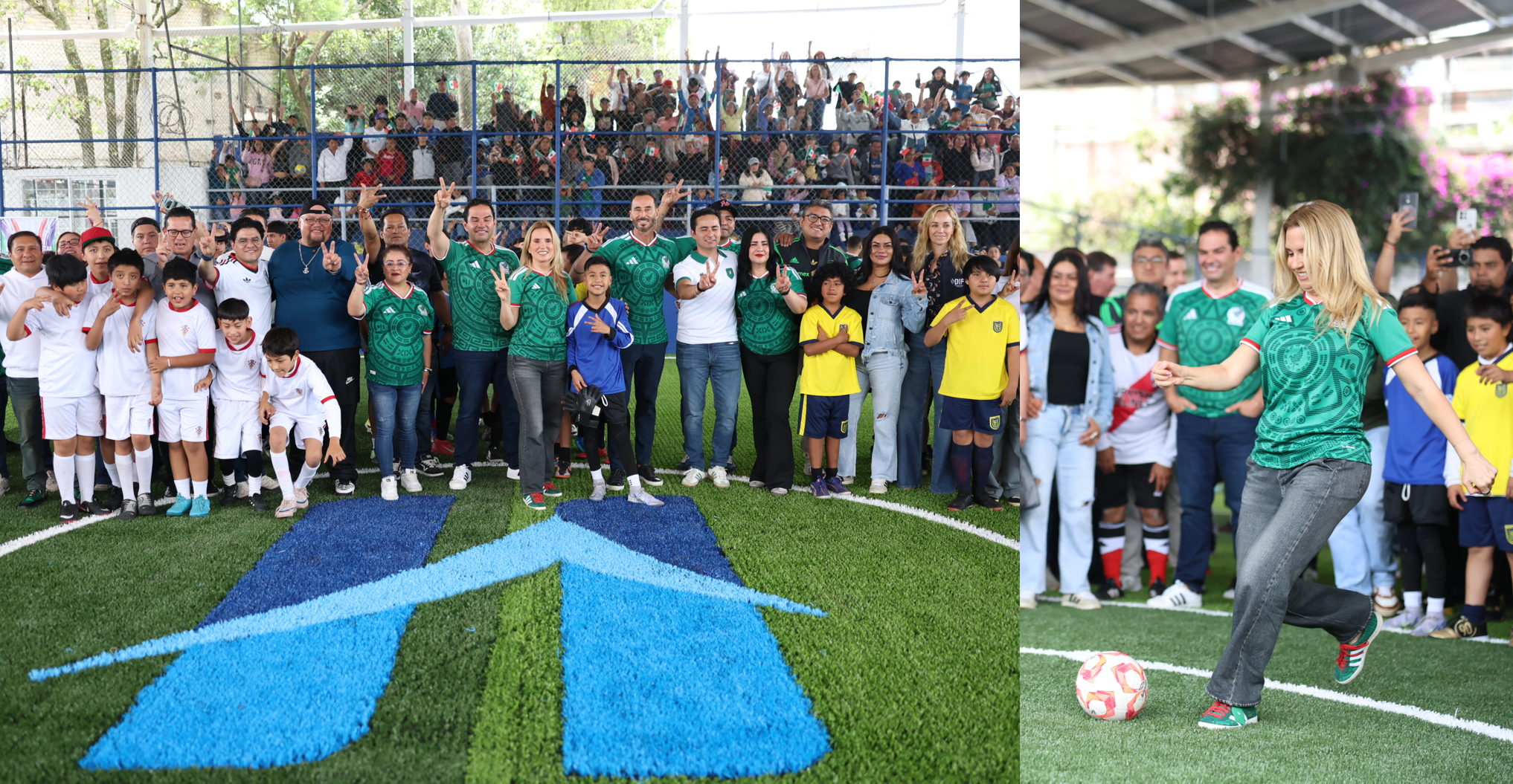 Romina Contreras, alcaldesa Huixquilucan, da patada inicial a renovadas canchas de Deportivo San Fernando