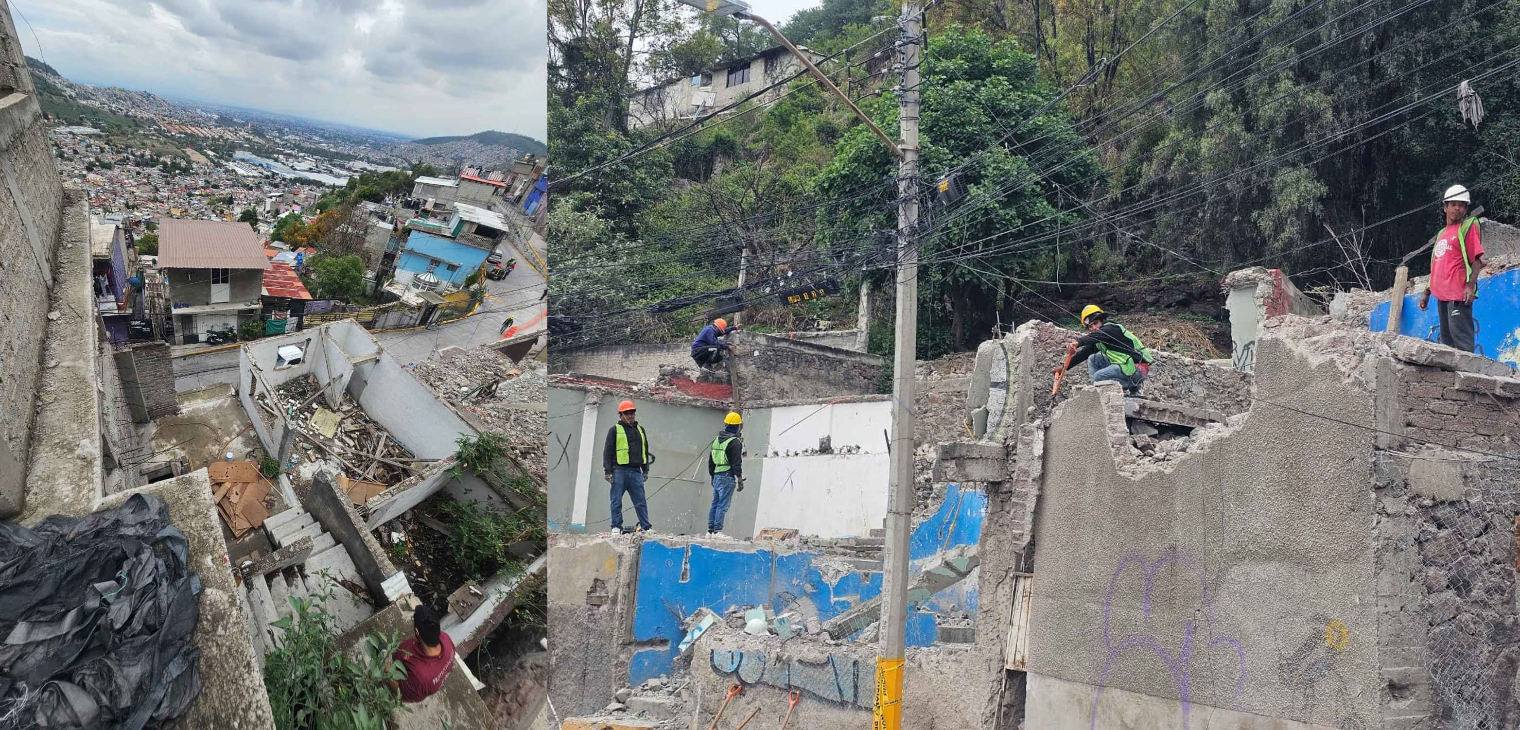 Demuelen casas que ponen en peligro la vida en Tlalnepantla