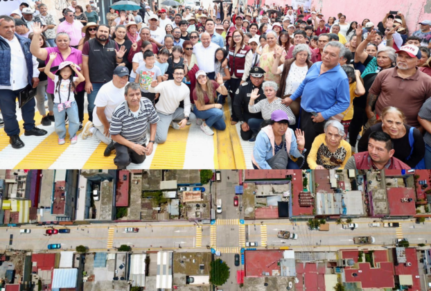 Habitantes de la Colonia Marina Nacional, Zona Oriente, Tlalnepantla, en apertura de renovada calle