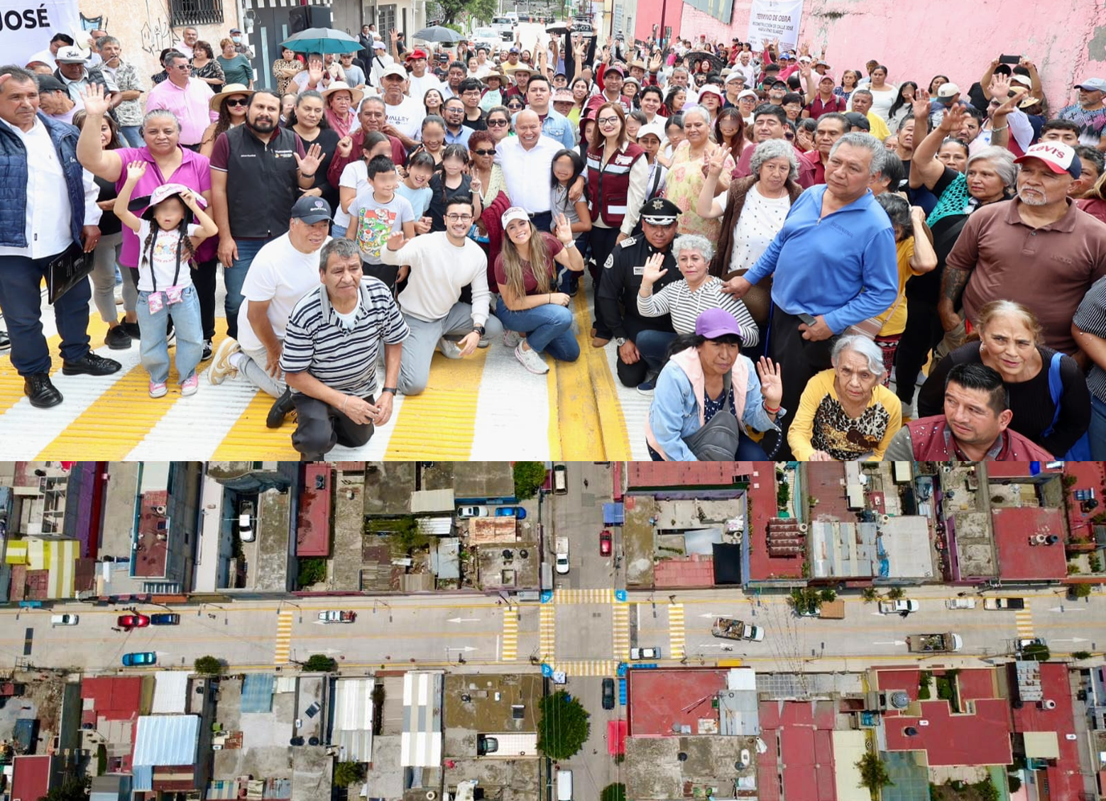 Habitantes de la Colonia Marina Nacional, Zona Oriente, Tlalnepantla, en apertura de renovada calle