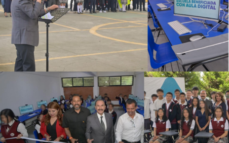 Un aula digital y equipos de cómputo entregó el alcalde Pedro Rodríguez Villegas en Secundaria Mártires del Río Blanco