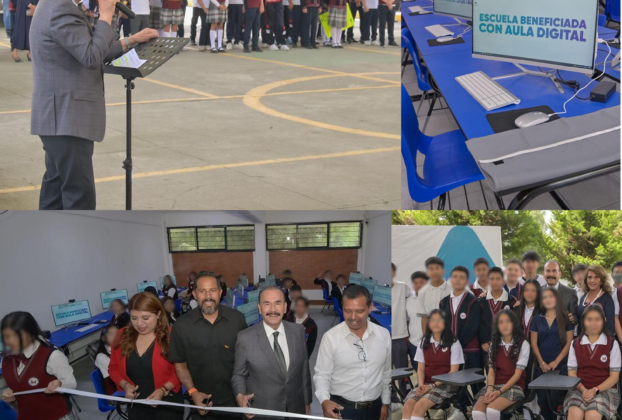 Un aula digital y equipos de cómputo entregó el alcalde Pedro Rodríguez Villegas en Secundaria Mártires del Río Blanco