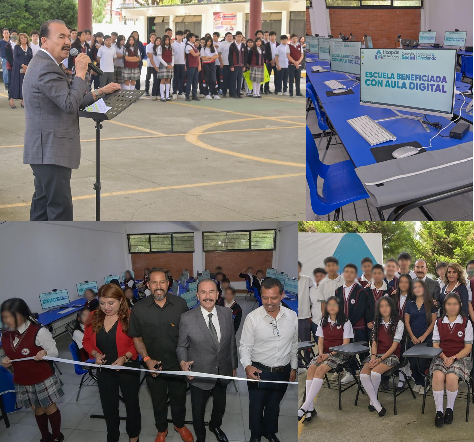Un aula digital y equipos de cómputo entregó el alcalde Pedro Rodríguez Villegas en Secundaria Mártires del Río Blanco