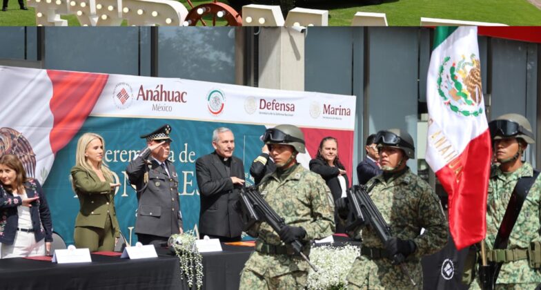 Alcaldesa de Huixquilucan, Romina Contreras, rector de la Anáhuac, Jesús Villagrasa Lasaga y mandos de SEMAR y SEDENA