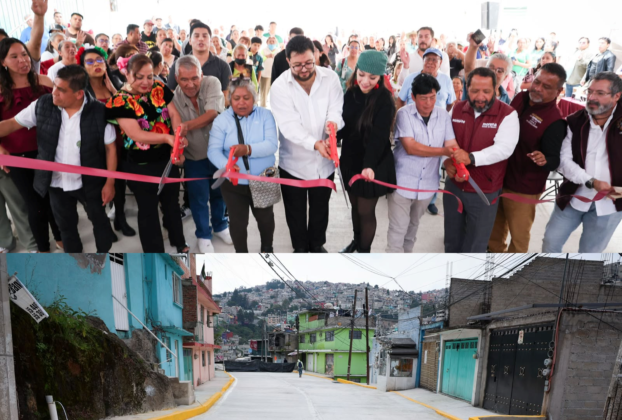 Vialidad renovada en San Lorenzo Totolinga que beneficia a los habitantes de tres colonias