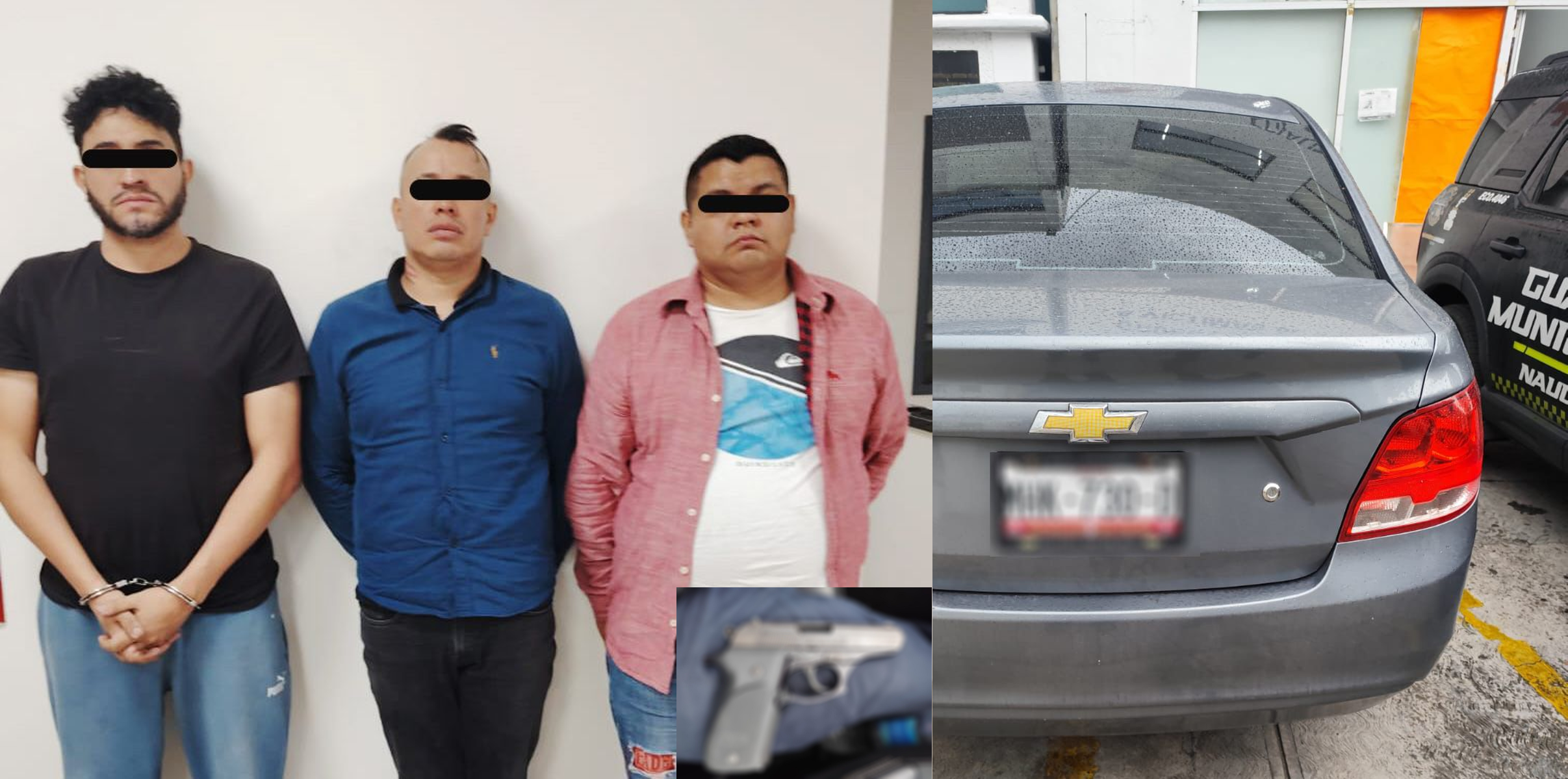 Detienen a tres presuntos asaltantes de usuarios de sucursales bancarias en Naucalpan
